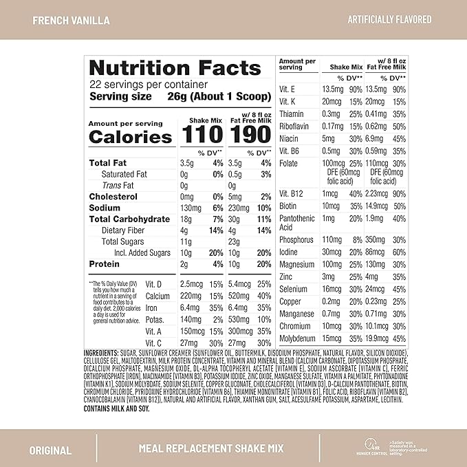 SlimFast Meal Replacement Powder, Original French 10g of 22 Servings