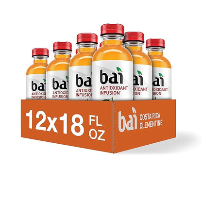 Bai Flavored Water, Costa Rica Clementine, Antioxidant Infused Drinks, 18 Fluid Ounce Bottle (Pack of 12)
