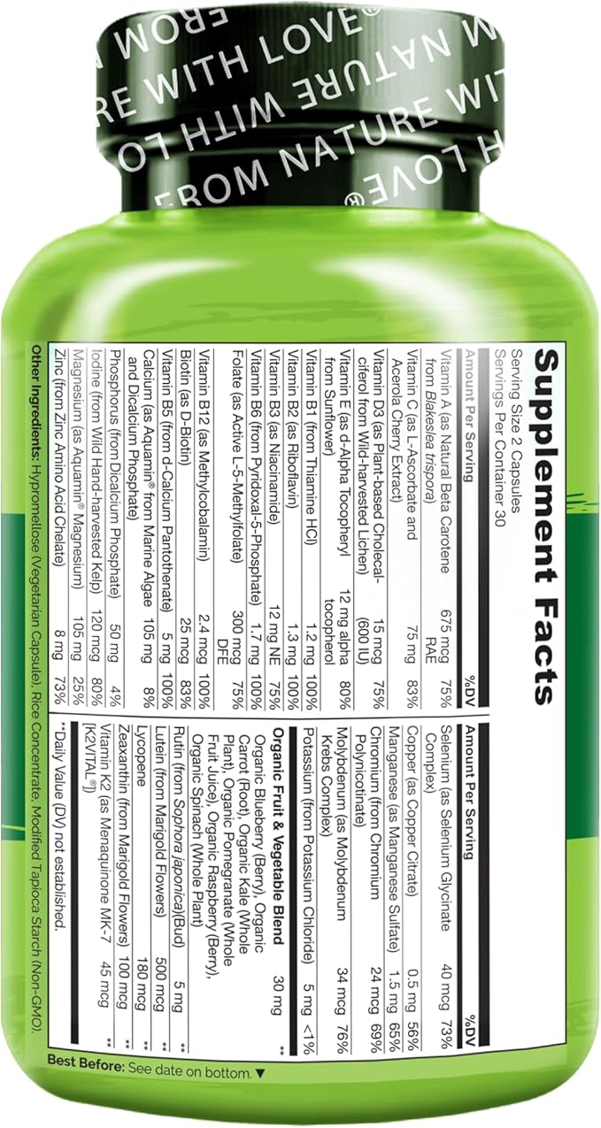 NATURELO Whole Food Multivitamin for Teenage Boys 60 Capsules
