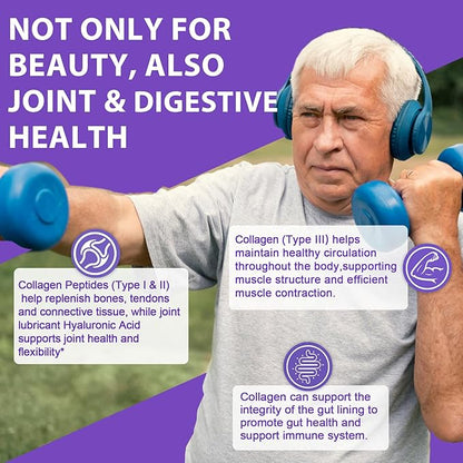 Multi Hydrolyzed Collagen Peptides Capsules 2200mg(Type I, 5000mcg, Vitamin