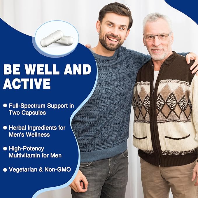 Multivitamin for Men 50 Plus, Mens 23 Essential 6 Aminos 400mg for 60 Cts