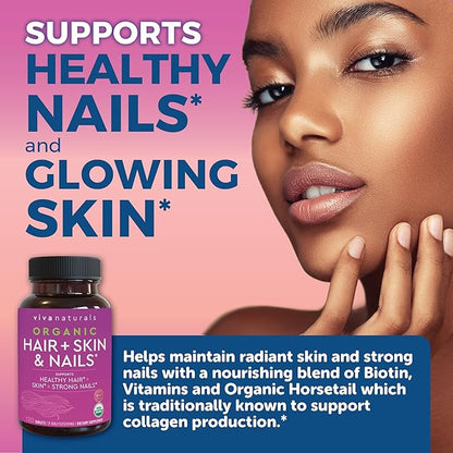 Organic Biotin Vitamins for Hair Skin 5000mcg to 120 Biotin
