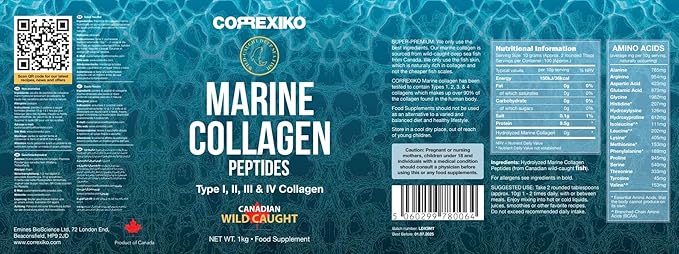 CORREXIKO Marine Collagen Powder Supplement Unflavored 10,000mg Double 1kg, 100 100 Servings