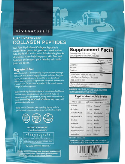 Viva Naturals Hydrolyzed Collagen Peptides Powder 1 lb