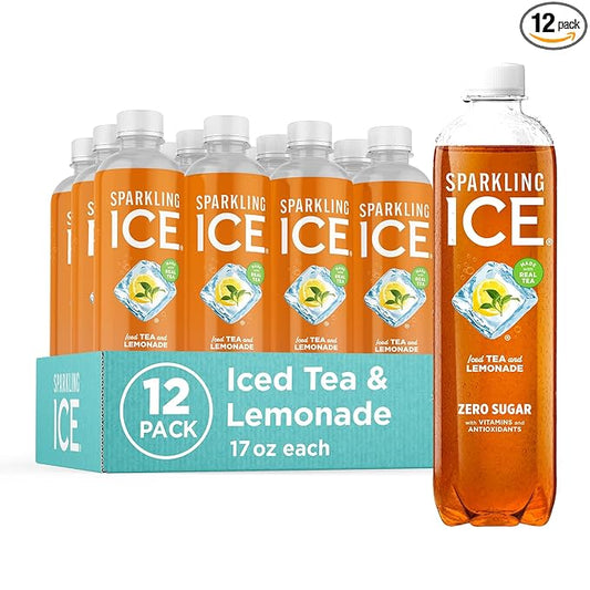 Sparkling Ice Tea + Lemonade Sparkling Water, Zero Sugar Flavored Water, with Vitamins and Antioxidants, Low Calorie Beverage, 17 Fl Oz Bottles (Pack of 12)