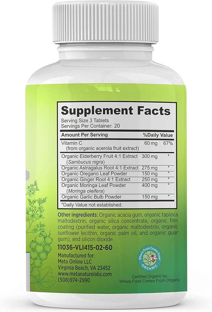 Meta Nature Organic Immune Support Supplament 60 Tablets