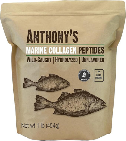 Anthony's Hydrolyzed Marine Collagen Peptides, Gluten-free, 1-pound