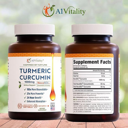 Turmeric Curcumin NovaSOL 1000mg 185x Bioavailable