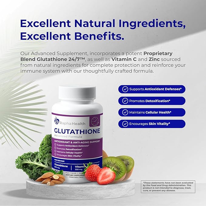 Glutathione Enhanced with Vitamin C & Zinc 60 Tablets (1) Month