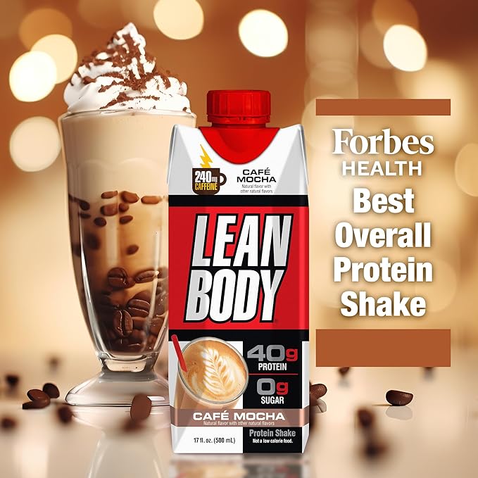 Lean Body Ready-to-Drink Café Mocha Protein 240mg Caffeine, 40g Protein, 0 Sugar, 22 Vitamins 12) LABRADA