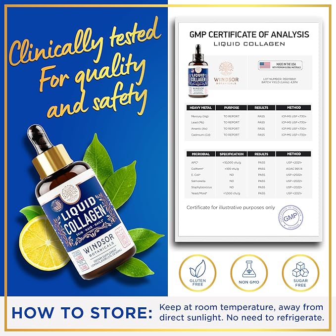 Liquid Collagen for Women and Men 5,000mcg Biotin, 10,000mcg Collagen 2x2oz