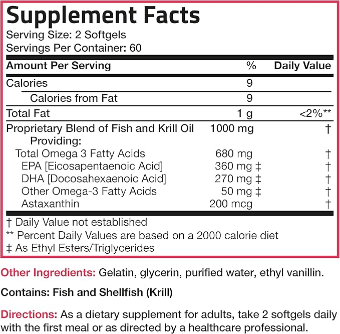 Bronson Omega-3 Fish + Krill Oil 1000 MG 120 Softgels