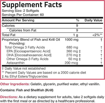Bronson Omega-3 Fish + Krill Oil 1000 MG 120 Softgels