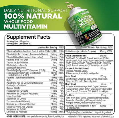 Nutrivein Whole Food Multivitamin 30 Day (120 Capsules,