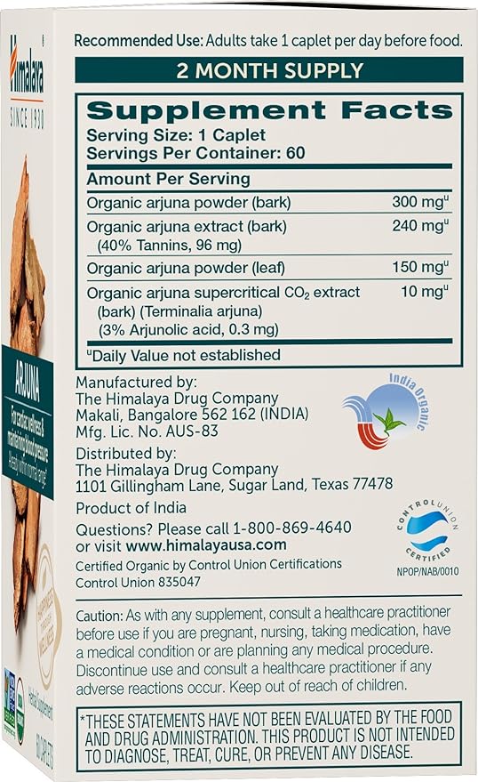Himalaya Organic Arjuna, Blood Pressure Supplement 700mg, 60 60 Count 2)
