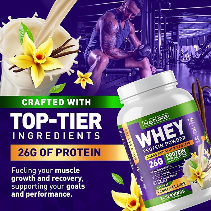 Whey Protein Powder 100% Pure 26g Protein, 24 Servings