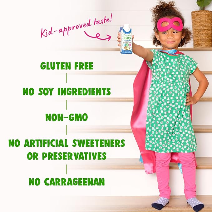 Orgain Organic Kids Nutritional Protein Shake, 8g Dairy 3g Fiber, 22 Vitamins 8.25 Fl (4 Pack)