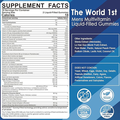 (2 Pack) Multivitamin for Men, Daily B6 B12, B12, Methylfolate, 3, Probiotics,