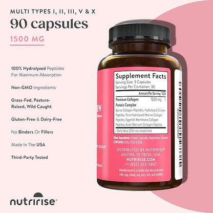 NutriRise Hydrolyzed Collagen Complex, Maximum Strength 1500 mg: 90 Count