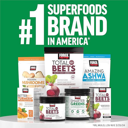FORCE FACTOR Smarter Greens Superfoods Powder, 2-Pack, Supports Digestion and Bloating, Immunity, and Energy, Greens Powder with Probiotics, Digestive Enzymes, Antioxidants, and Fiber, 60 Servings