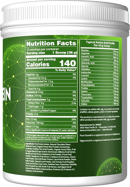MRM Nutrition Veggie Protein with Superfoods | Chocolate Flavored | 22g Complete Protein | Over 8.8g Essential Amino acids | 13 superfoods | with Omega 3s and Omega6s | Keto Friendly | 30 Servings