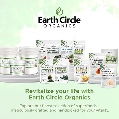 Earth Circle Organics Spirulina Powder, Kosher, Raw and Non-Irradiated | Pure Vegan Protein | Premium Energy Superfood, High Amino Acids and Antioxidants - (8oz - 3 Pack)