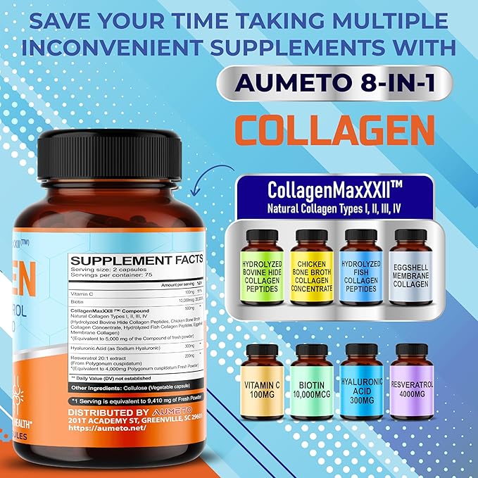 Collagen Types I, II, III, IV 8-in-1 Formula (90 Count 1))