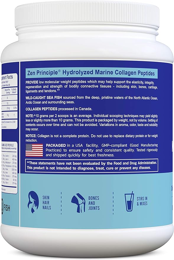 Zen Principle Marine Collagen Peptides Powder 1.5 lb. 1 & 3 Protein.