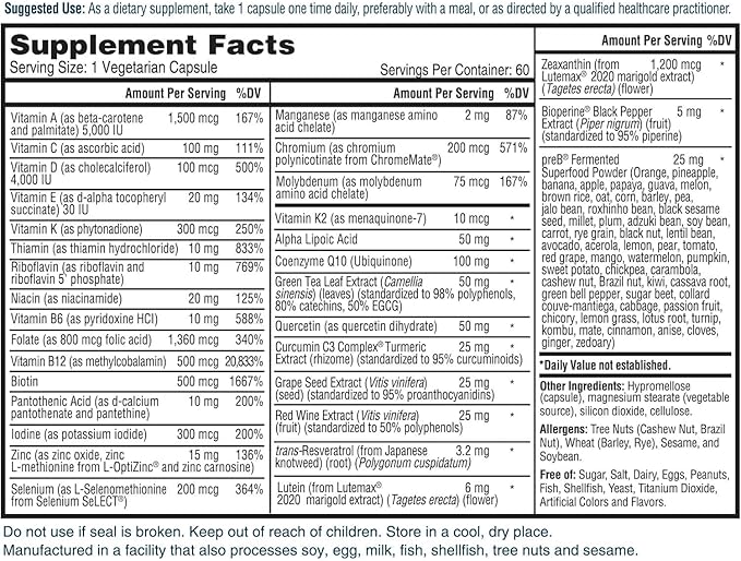 Nature's Lab Gold One Daily Multivitamin 19 Essential D3 & 60 Capsules (2 Month