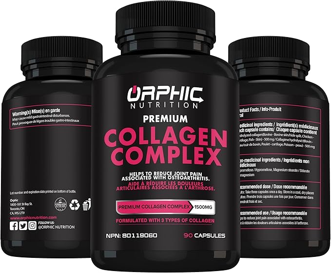 ORPHIC NUTRITION Collagen Peptides Capsules Women,1800mg Multi 90 Caps