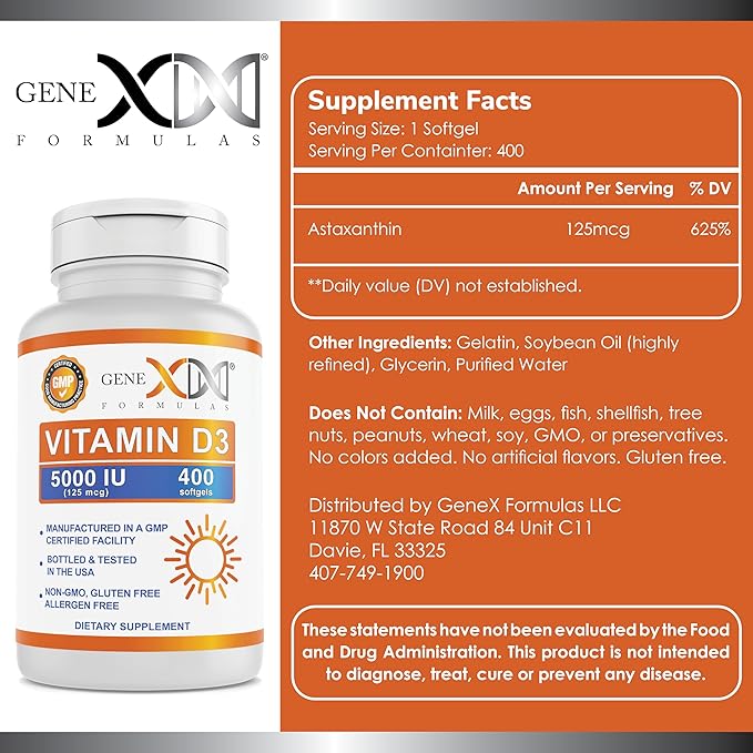 GENEX Vitamin D3 5000IU (400 Softgels)
