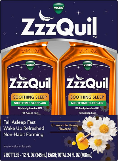 ZzzQuil, Nighttime Sleep Aid Liquid, Soothing 50mg Diphenhydramine No.1 Sleep 24 FL