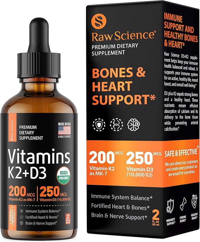 Liquid Vitamin D3 K2 10000 iu 200 mcg MK7 Vitamin K2 Drops K2 D3 D3 Vitamin 2 fl