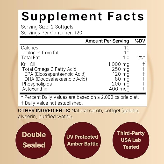 NatureBell Antarctic Krill Oil 1000mg Supplement, 240 Softgels, Omega-3s, EPA,