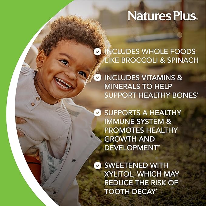 Natures Plus Animal Parade Sugar-Free Children's Multivitamin - Assorted Cherry, Grape & Orange Flavors - 90 Chewable Tablets - 45 Total Servings