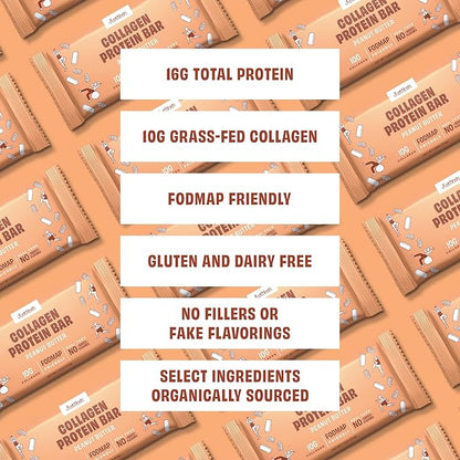 JustNosh Collagen Protein Bars, 10g Collagen, 16g Protein, Gluten Free, Dairy Free, FODMAP Friendly, Seed Oil Free Certified, Clean Ingredients | Peanut Butter (12 Pack)