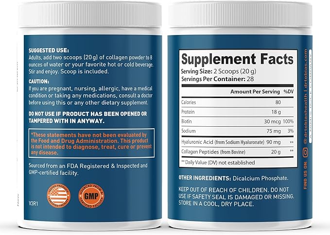 Dr. Tobias Collagen Peptides Powder, Grass 20 OZ, 28 Servings