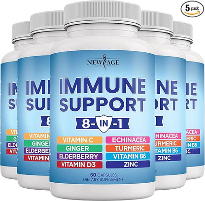 8 in 1 Immune Support Booster 50mg, Vitamin 5000 IU, B6, Elderberry (8 in 1 Capsules 5))