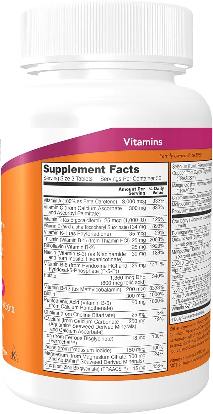 NOW Supplements, Eve™ Women's Multivitamin CoQ10, plus 90 Tablets