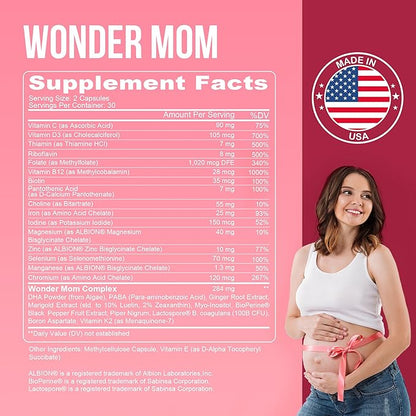 Premium Prenatal & Postnatal Vitamins: Folate, B12, Multivitamin 30 Days