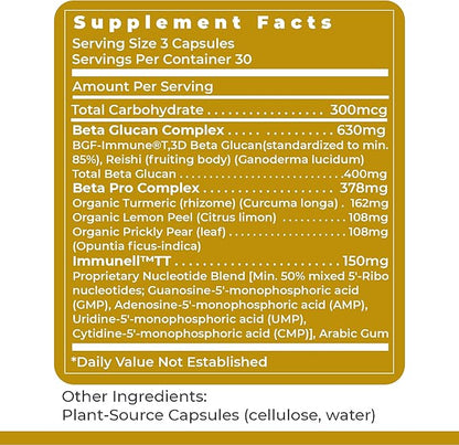 Premier Research Labs Nucleo Immune - Beta Glucan Supplements, Beta Glucans, Phytochemicals, Prickly Pear, Fiber, Immune Support - 90 Capsules