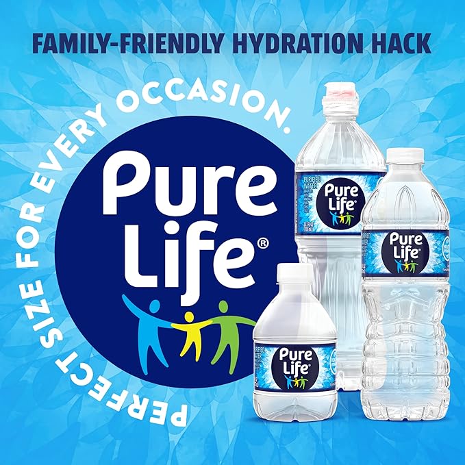 Pure Life Purified Water Bottles, 24 Pack - Still Bottled Water Enhanced with Minerals for a Crisp Taste, Plastic Bottles - 8 Fl Oz