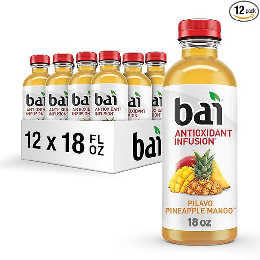 Bai Pilavo Pineapple Mango, Antioxidant Infused Beverage, 18 fl oz Bottles (Pack of 12)