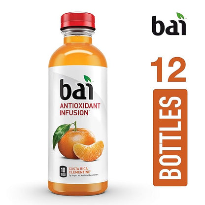 Bai Flavored Water, Costa Rica Clementine, Antioxidant Infused Drinks, 18 Fluid Ounce Bottle (Pack of 12)
