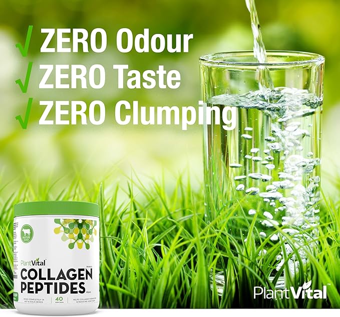 Plantvital Pure Collagen Peptides Powder 100% Grass 40 Servings. 400g - 1