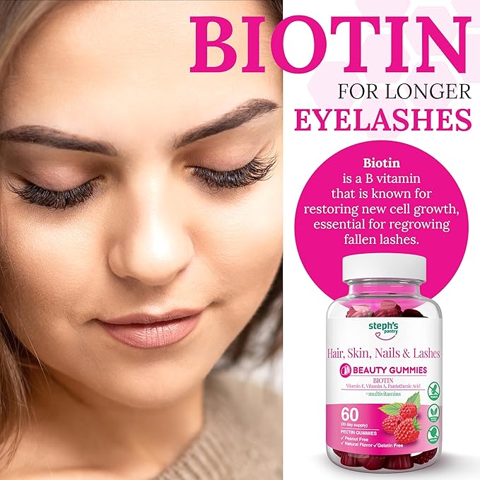 Steph's Pantry Biotin Gummies for Hair, Skin, Nails, & Lashes High Strength Gummies | Daily Multivitamins | Gluten-Free, Nut-Free, Non-GMO, Plant-Based, Vegan, Kosher (120 Gummies)