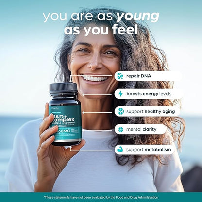 NAD Supplement 8457 mg – Extra Strength NMN Alternative Liposomal NAD+ for Women & Men w/ Urolithin A, Resveratrol, CoQ10, Alpha Lipoic Acid- Energy, Anti-Aging, Cell Regeneration 30-Day Supply Thinbi