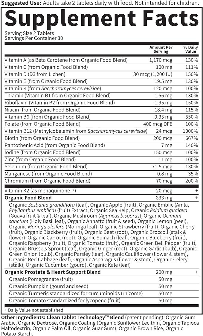 Garden of Life Organics Whole Food 40+, 60 60 Tablets, 40, Mens