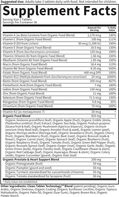 Garden of Life Organics Whole Food 40+, 60 60 Tablets, 40, Mens