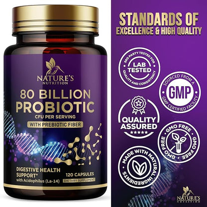 Probiotic Supplement 80 Billion CFU + 120 Capsules